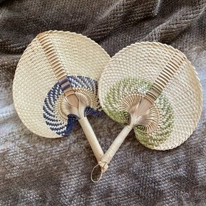 🌿✨ Set of Two Woven Hand Fans ✨🌿